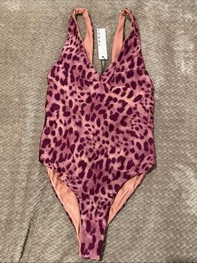 Koral Pink and Purple Leopard-Print One-Piece Swimsuit